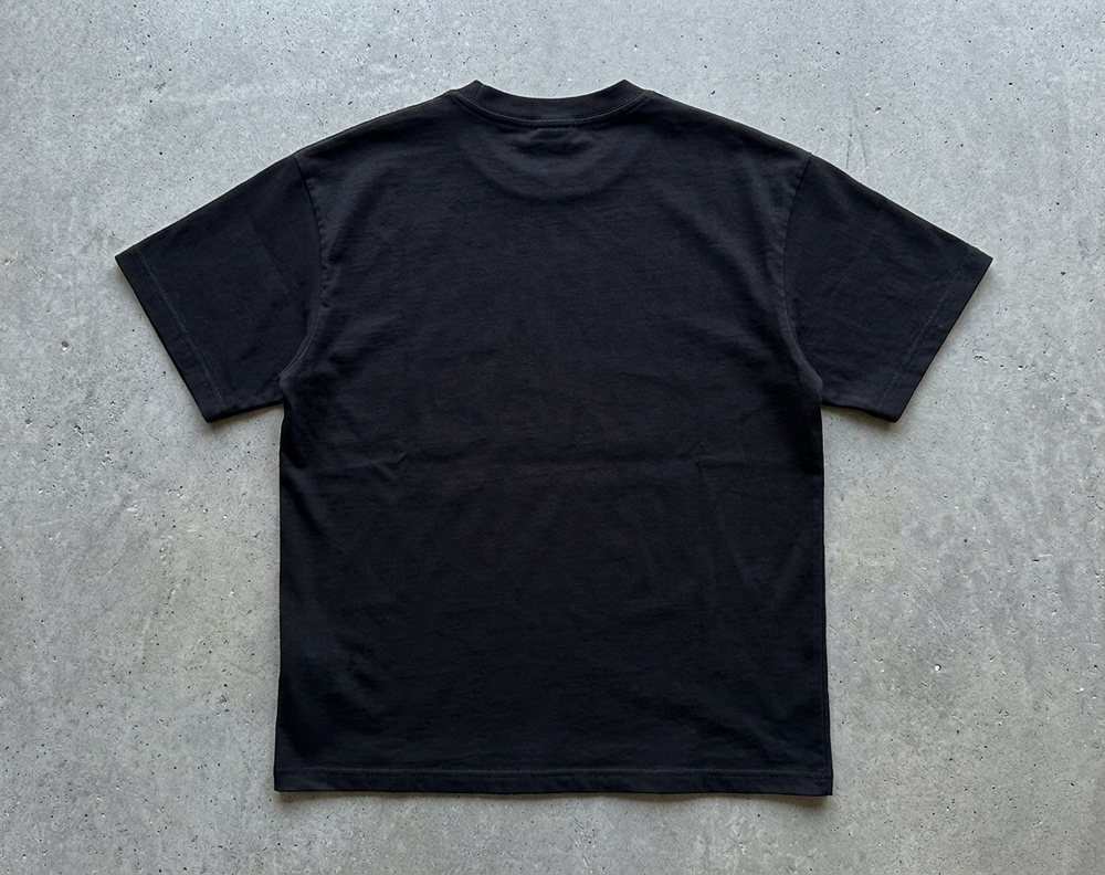 Spicy Boy Brains tee – plain back of the black tee, AI-generated mockup