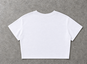 Independent Strong Girl baby tee – plain back of the white baby tee, AI-generated mockup