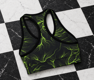 Wired Different sports bra – back of the racerback sports bra, flat lay, AI-generated mockup