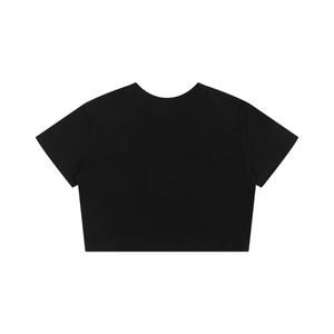 Spicy Girl Brains baby tee – plain back of the black baby tee, AI-generated mockup
